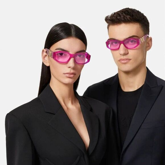 NEW Versace VE4361 5334/5 Medusa Biggie Transparent Pink Rectangle Unisex